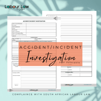 Accident/Incident Investigation PDF Download - Compliant with South African Labour Law - Labour Law with Luzan