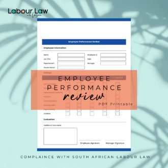 Employee Performance Review Form Template - Labour Law with Luzan