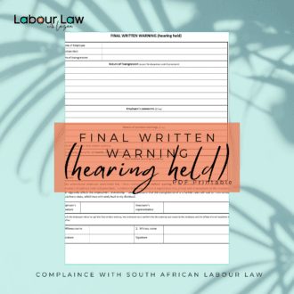 Final Written Warning Template - Labour Law with Luzan