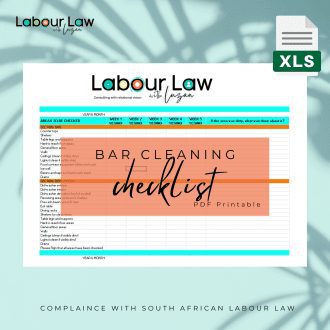 Labour Law with Luzan Product Images - Bar Cleaning Checklist